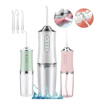Irrigador Oral Portátil CEYAKE - Recarregável USB, 4 Pontas, 220ml, Jato de Alta Pressão | Limpeza Dental Profunda
