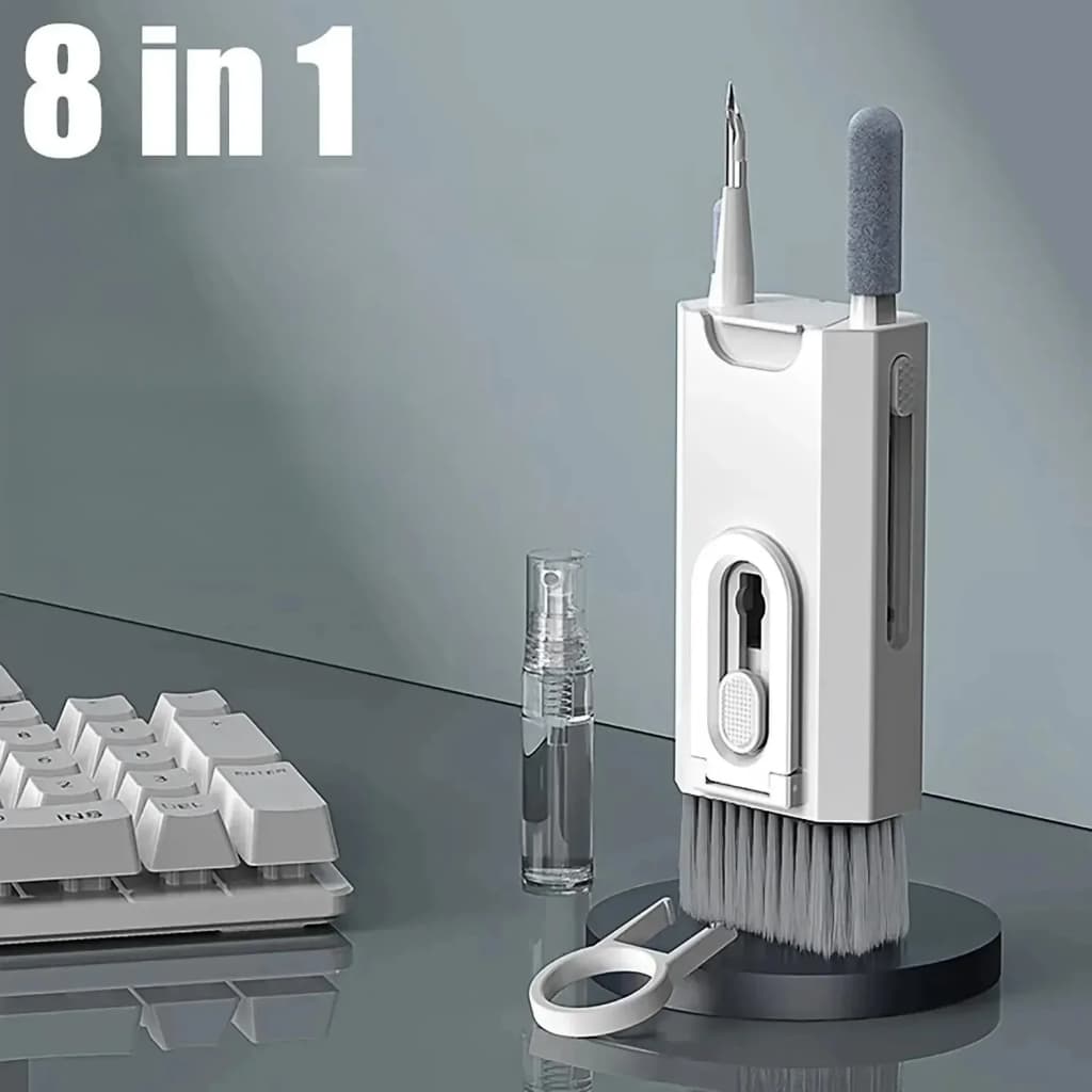 Kit de Limpeza 8 em 1 para Teclado e Eletrônicos Escova Multifuncional para Fones Notebook e Celular