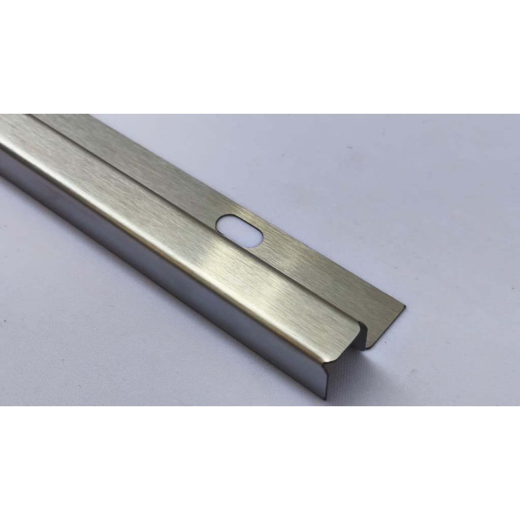 Kit 2 Perfil P 1,00m Suporte Soleira Transição Piso Acabamento Filete em Inox Metálico