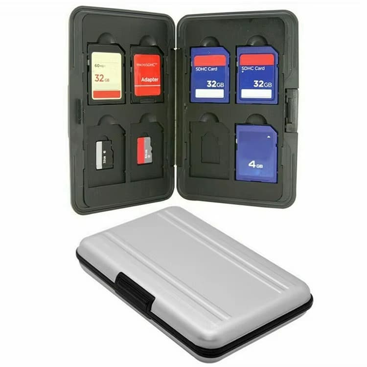 Case Alumínio Porta Cartões de Memória Micro SD e SD Vibe Shoot Prata - Capacidade 8 Cartões SD + 8 Cartões Micro SD