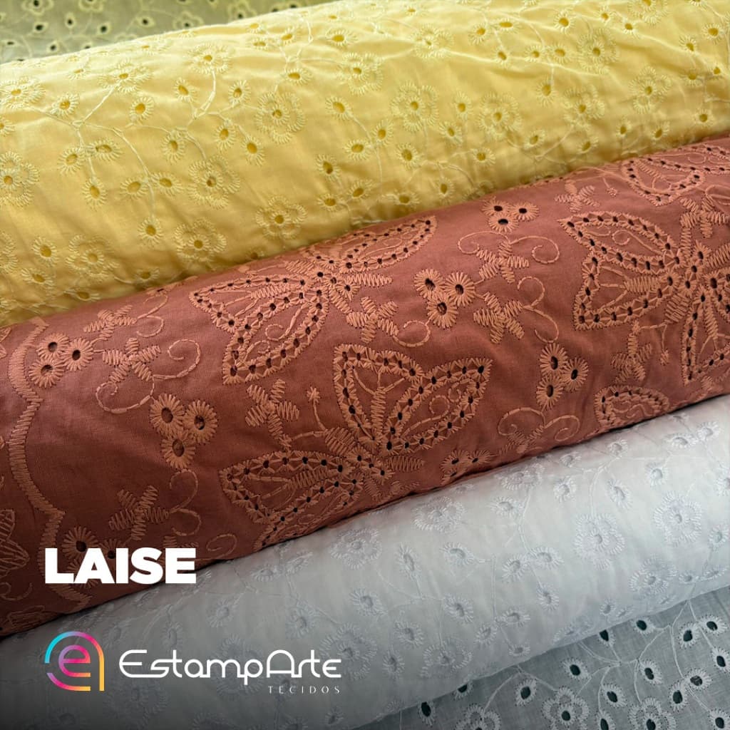Tecido Laise Bordada 100% Algodão Vestido Blusa  Conjunto Moda Feminina