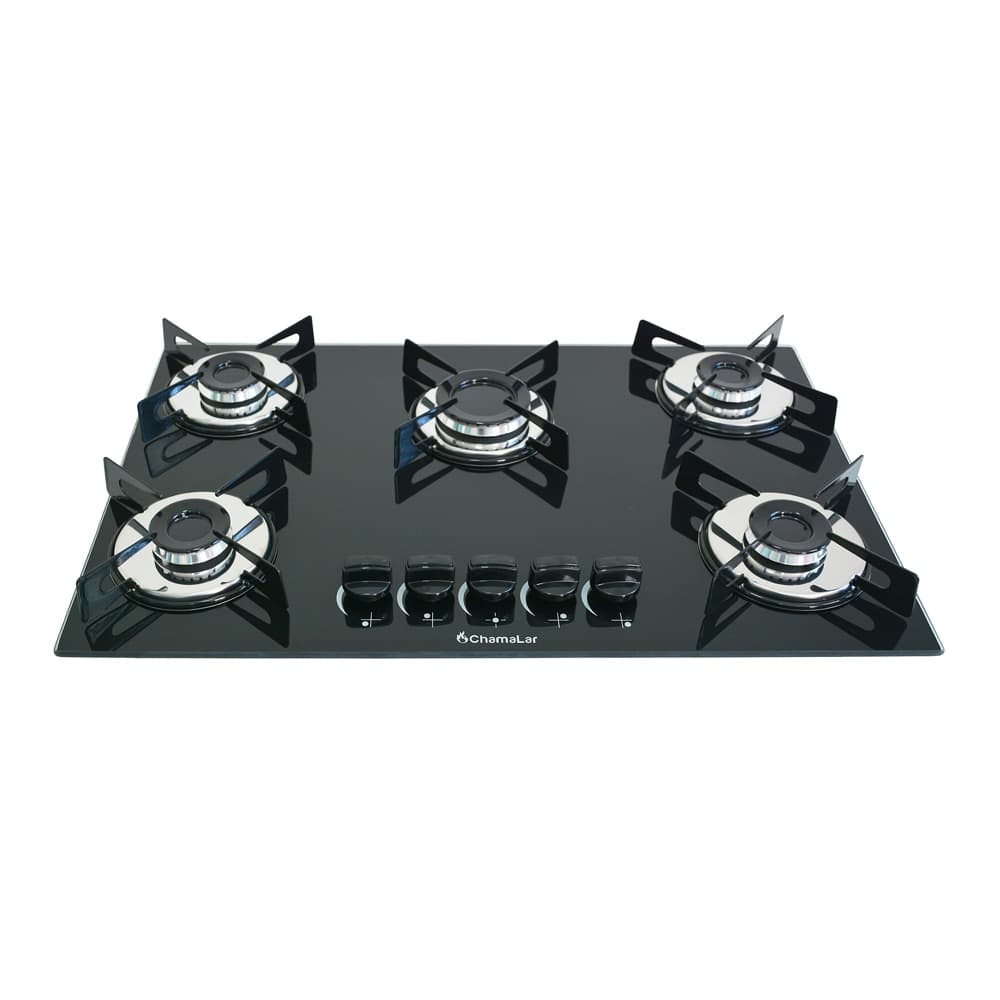 Fogão Cooktop Premium Gás 5 Bocas Ultra Chama 127v/220v Preto