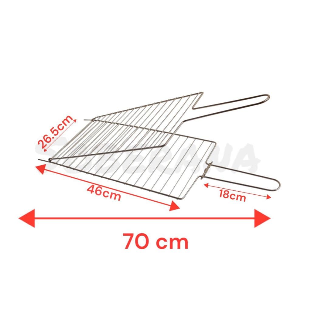 Grelha Dupla Reta Churrasqueira Churrasco Peixes Frango Carnes 70cm x 26,5cm x 10 mm