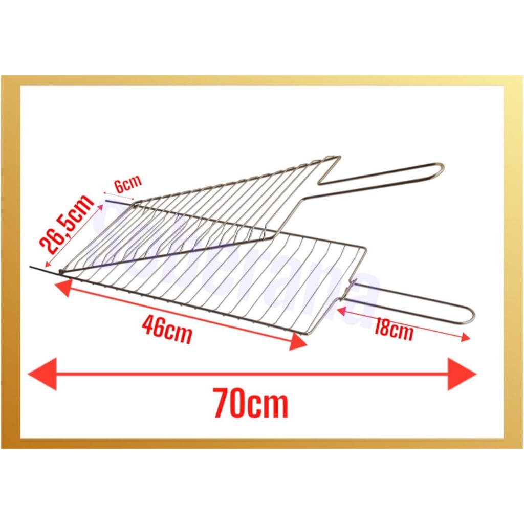 Grelha Dupla Abaulada  Churrasqueira Churrasco Peixes Frango Linguiça carnes 70cm x 26,5cm x 20 mm