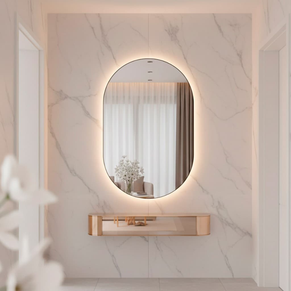 Espelho Orgânico Com Led 40x50cm e 50x80cm Grande Decorativo Quarto Sala Banheiro Lançamento