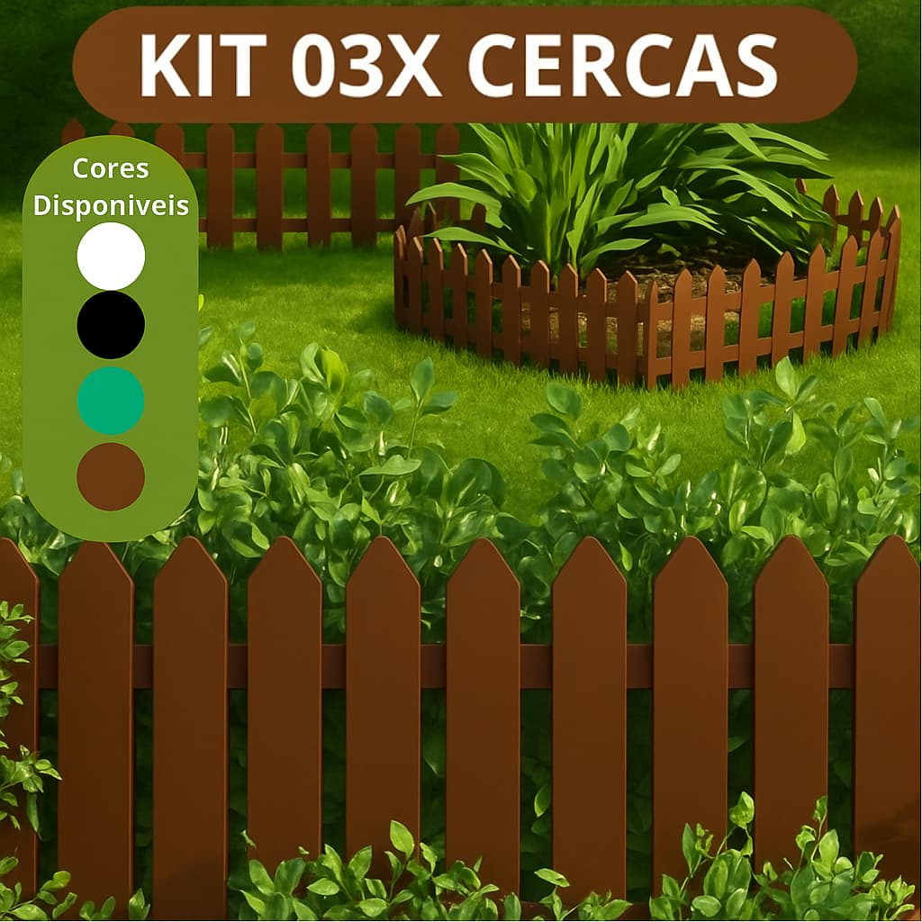 Cerca Para Jardim Kit 3 Cercado Decorativa Jardim Plástico Várias Cores