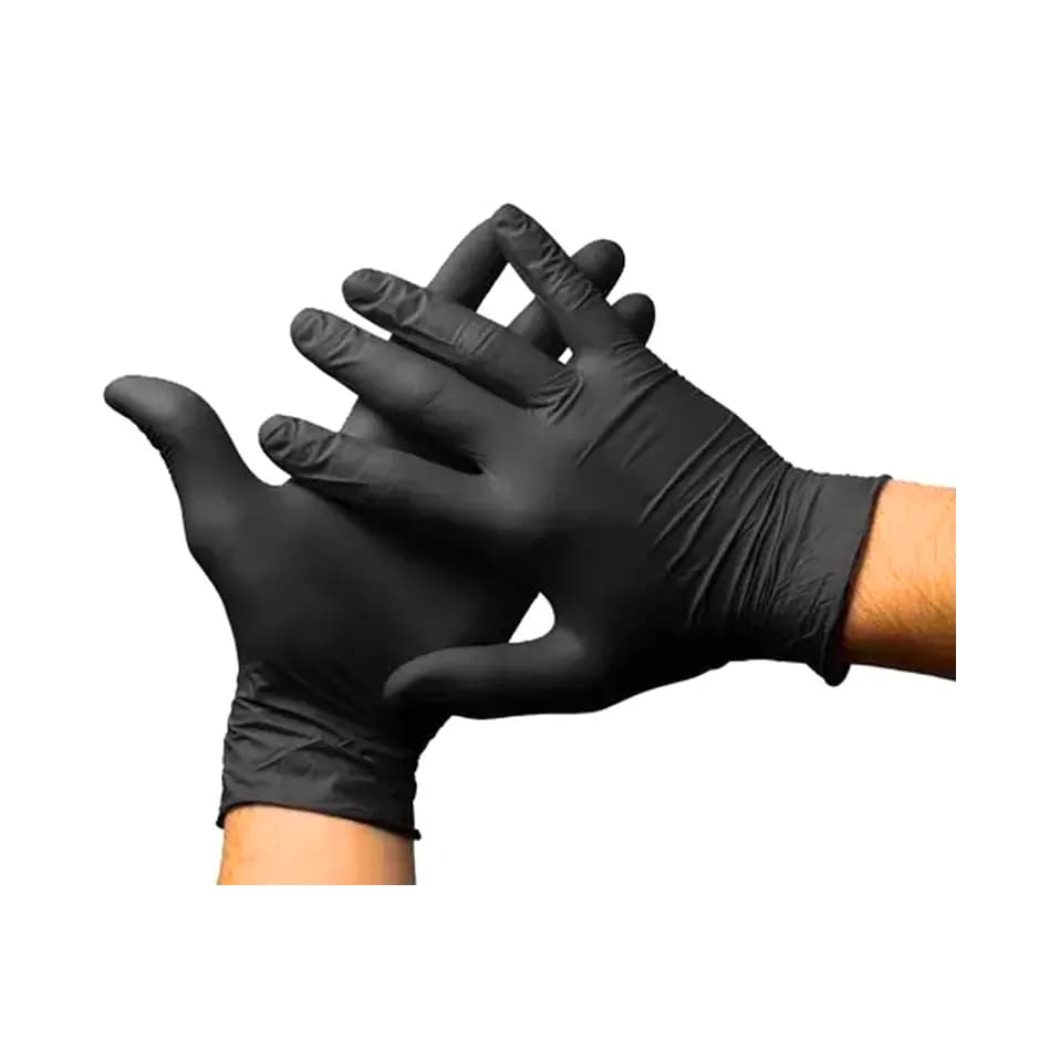 Luva Nitrílica Preta Bompack – Alta Resistência | Uso Profissional | Caixa com 100