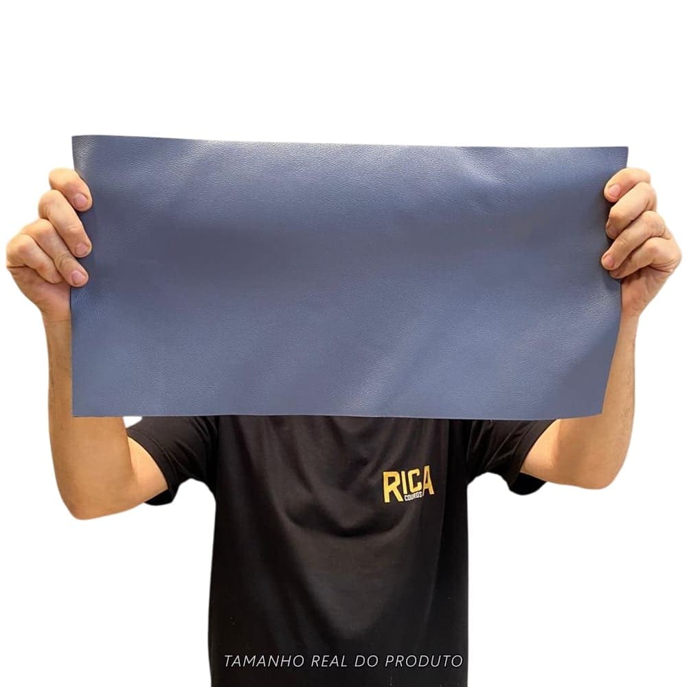 Painel de Couro Legítimo Tipo Fly 25x50cm Placa Natural e Macia Retalho 10/12 linhas - Cor: Ardósia