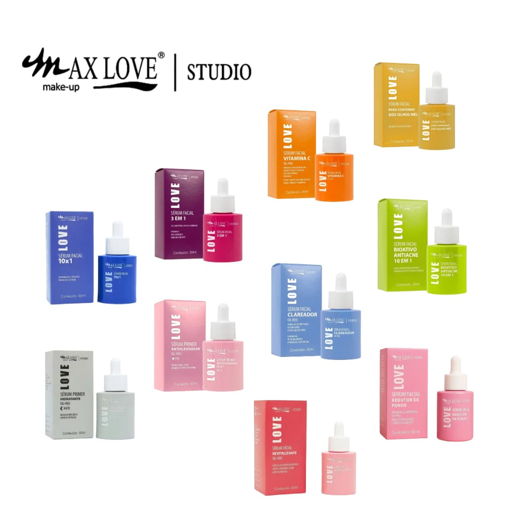 Serum Facial Max Love  Redutor de Poros Vitamina C Clareador Revitalizante Hidratante Dia