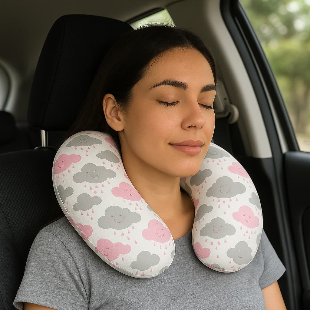 almofada para pescoço adulto c/ zíper lika baby - estampas aleatorias