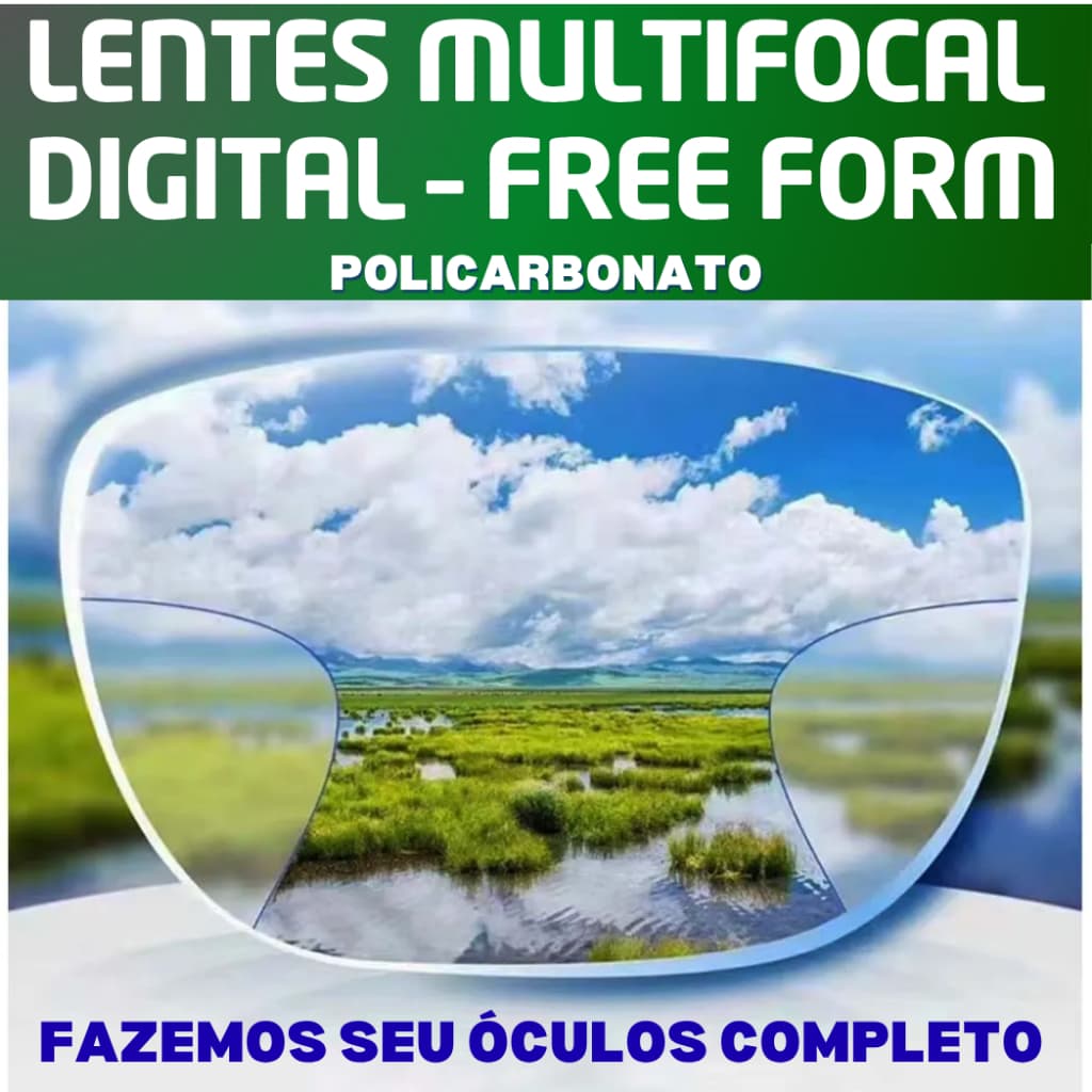 Par Lentes Multifocal Digital Free- Form Policarbonato Inquebrável para grau óculos astigmatismo