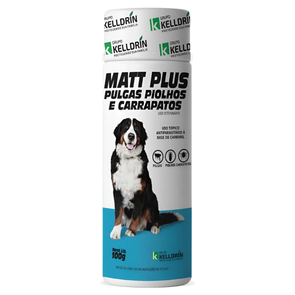 Talco anti pulgas carrapatos e Piolhos para cães Matt Kelldrin 100gr
