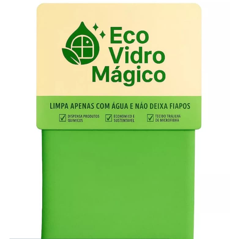 Limpa Vidros E Espelho Ecológico, ECO VIDRO MAGICO PANO Prático Não Solta Fiapos 40x40cm