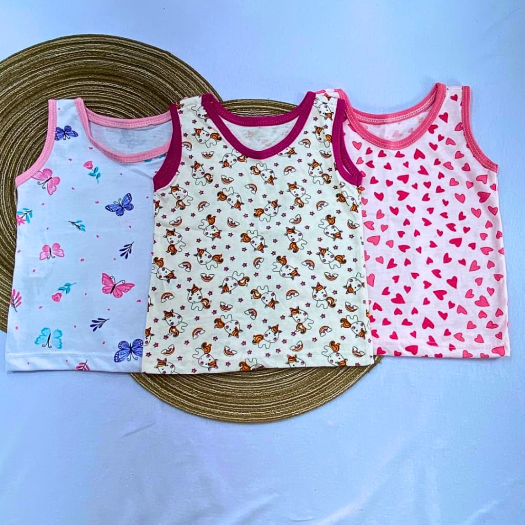 Kit 3 Camisetas Regata ou 3 calça infantil Menina – 100% Algodão | Estampadas e Lisas