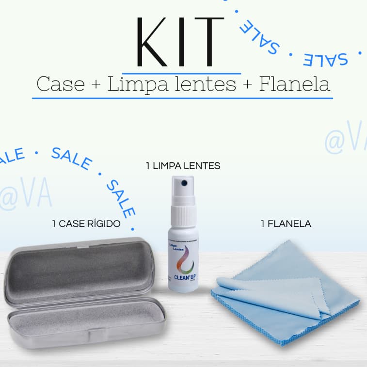 KIT Case estojo em plástico rígido COM Flanela de Limpeza + Limpa Lentes - limpar e guardar óculos