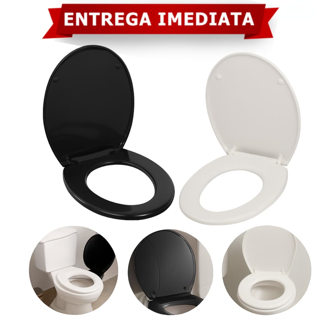 Assento De Vaso Sanitário Premium Branco Preto