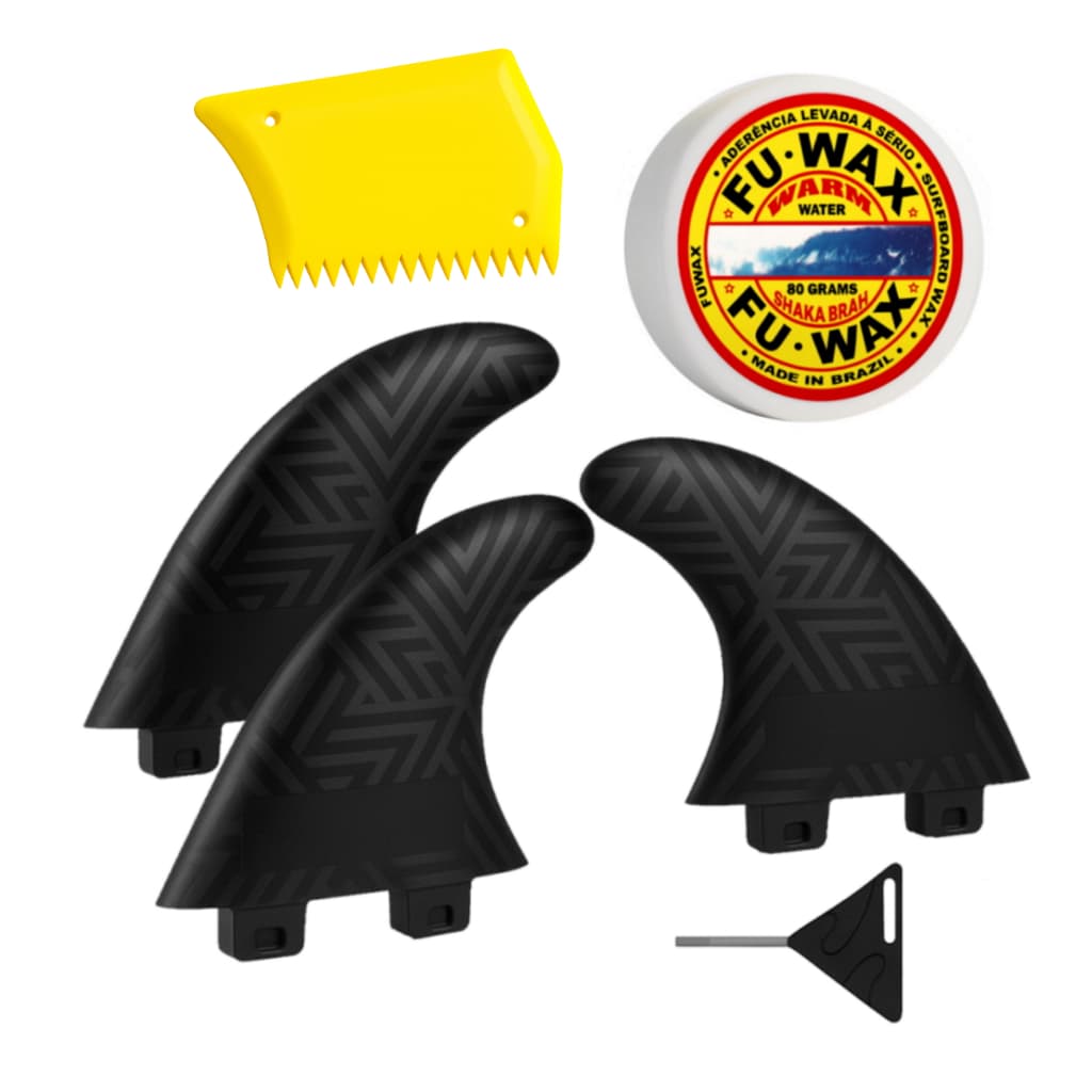Quilha Prancha Surf Fcs M3 M5 + Chave Jogo Quilha + Parafina Fu Wax