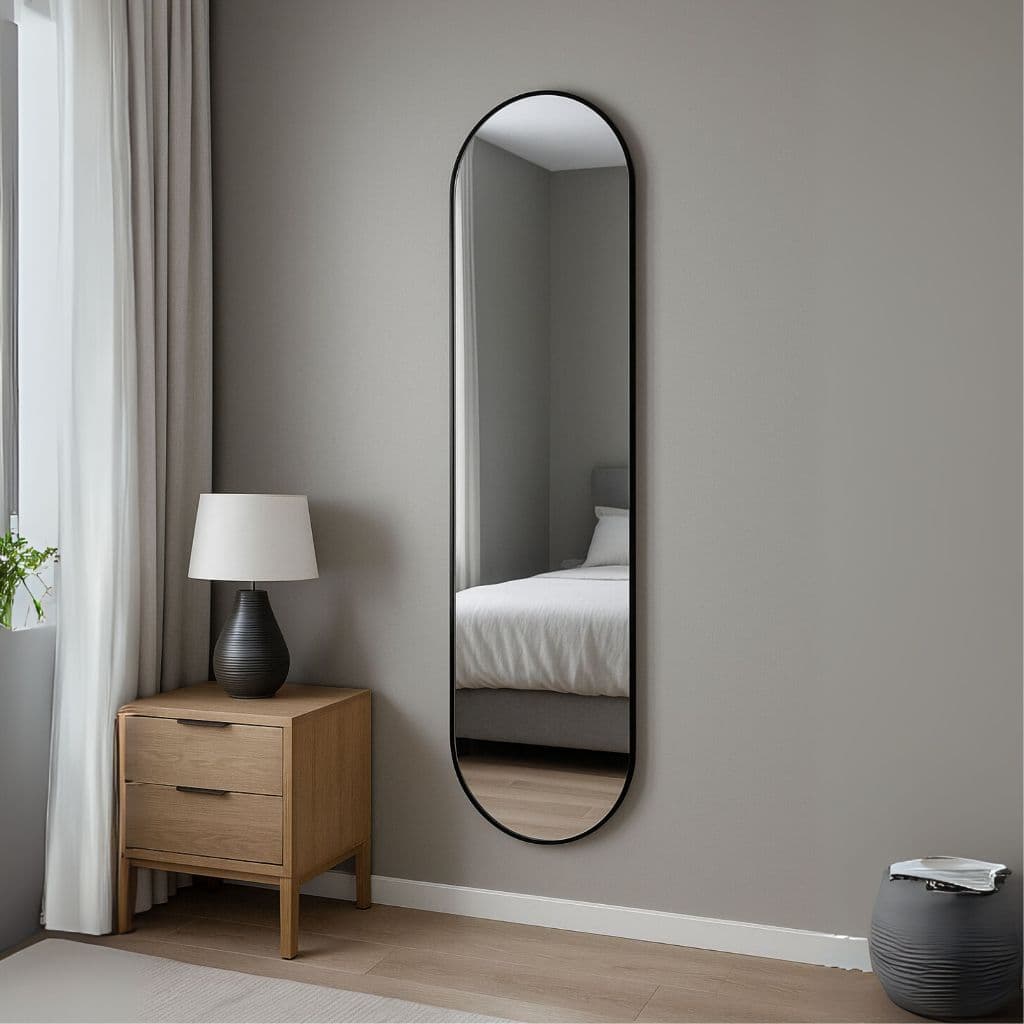 Espelho Decorativo Organico Oval Capsula 110x50cm Parede Quarto Sala Banheiro