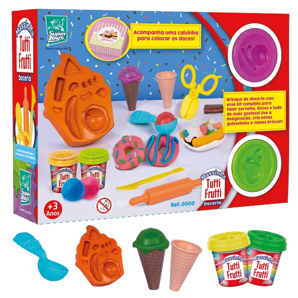Massinha de Modelar Infantil Doceria Sorveteria Com Cheiro de Tutti-Frutti e Acessórios Super Toys