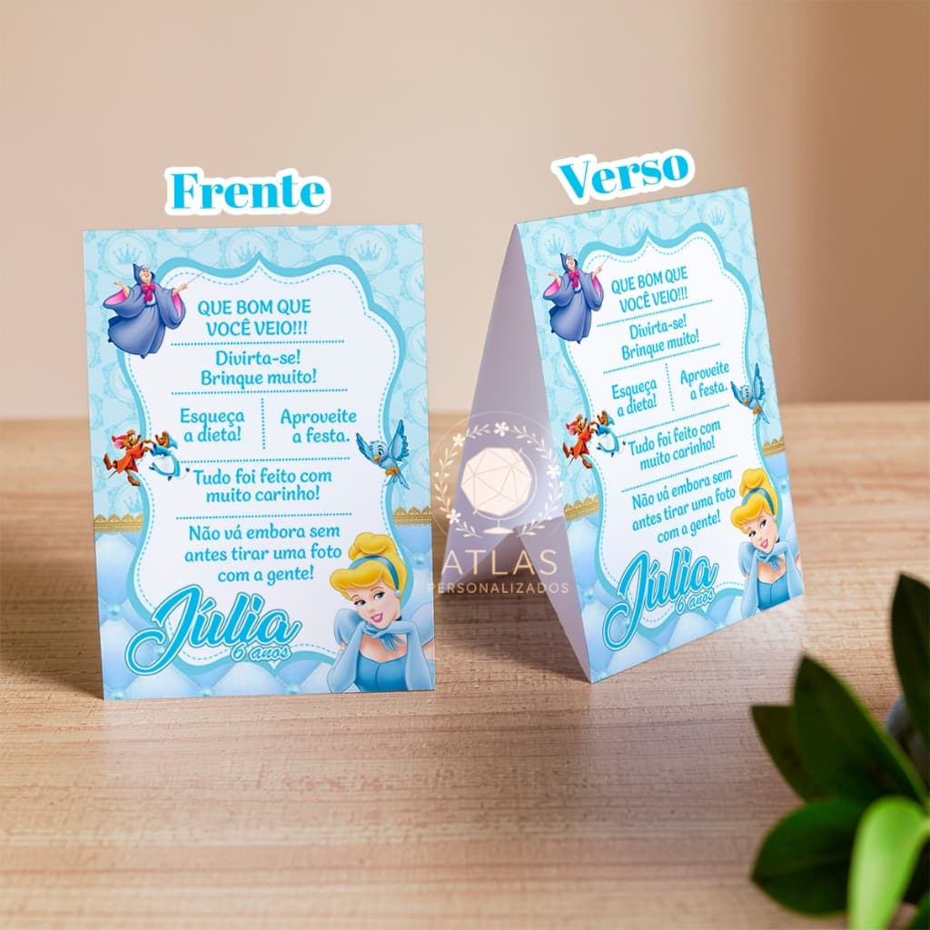 Kit Plaquinhas de agradecimento - Centro de mesa (Cinderela)