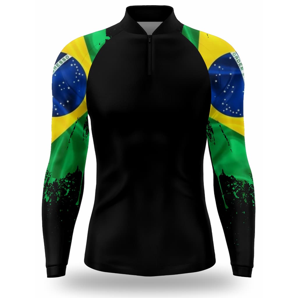Camisa Camiseta Blusa Brasil Preta Infantil C Proteçao Uv50