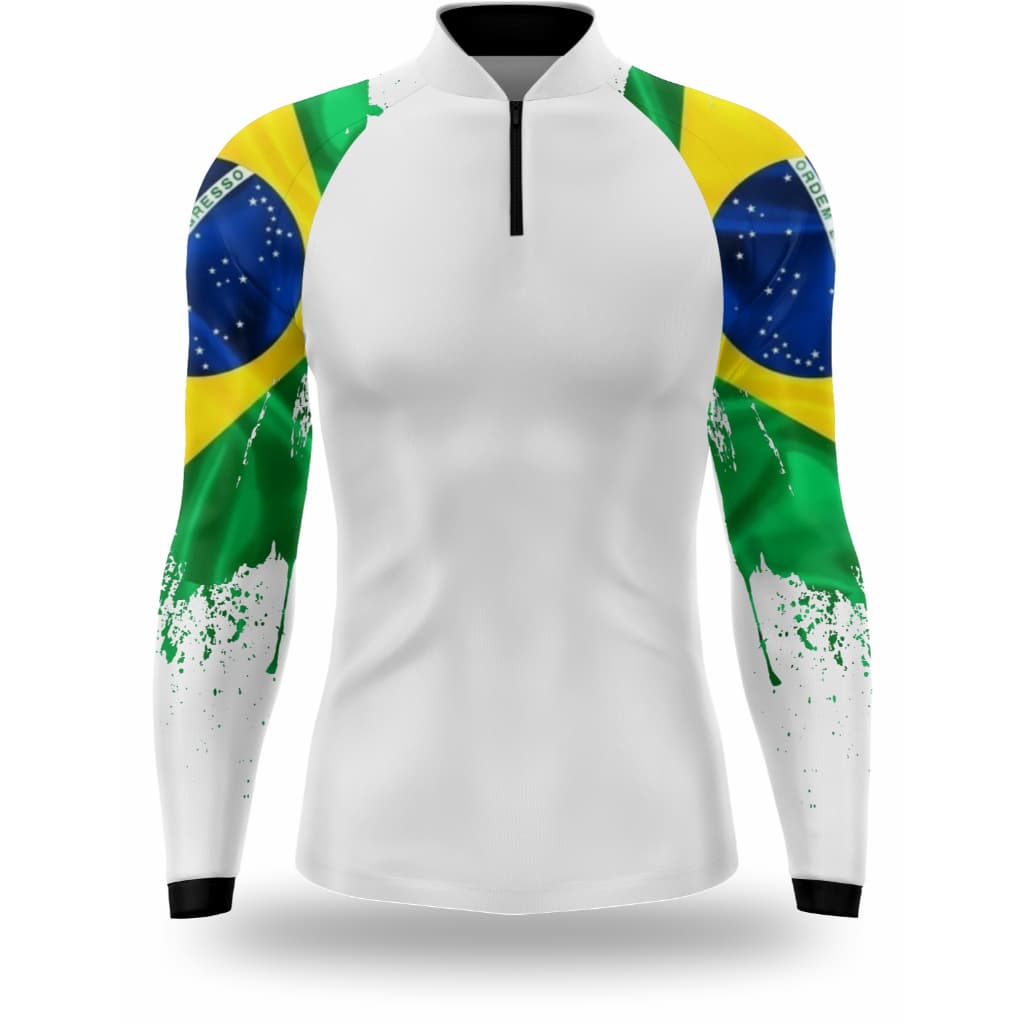 Camisa Camiseta Blusa Brasil Branca Infantil C Proteçao Uv50