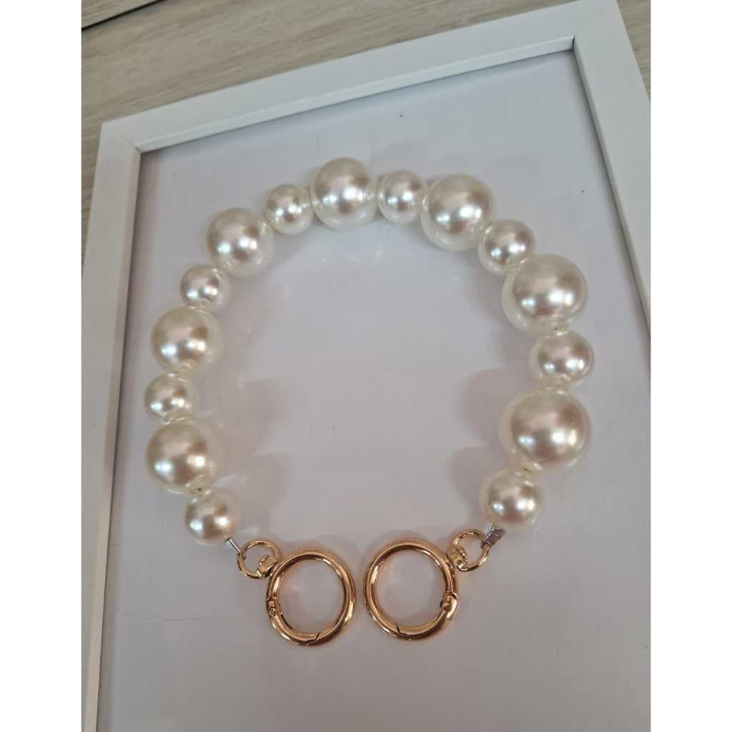 Alça para bolsas Pérolas de resina com mosquetão articulado