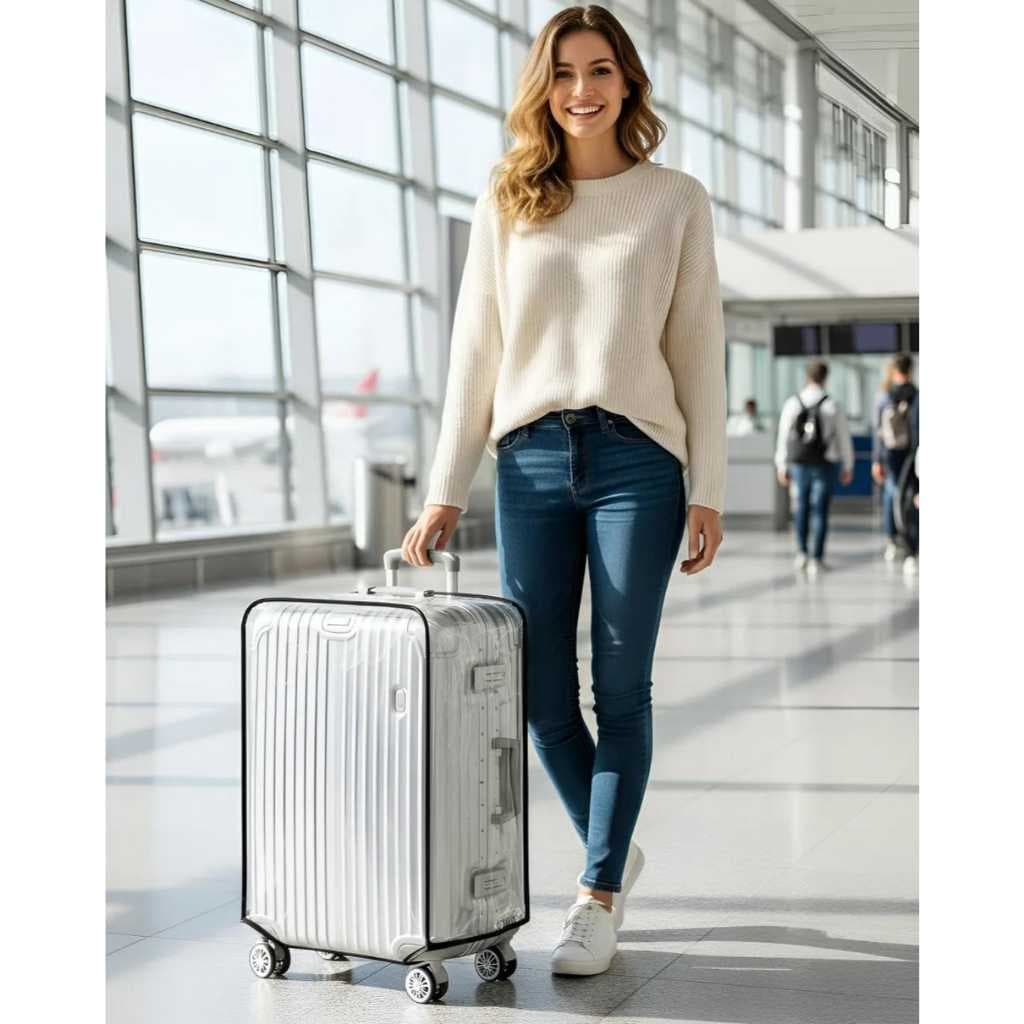 Capa para mala Viagem transparente Resistente tamanho P 10kg