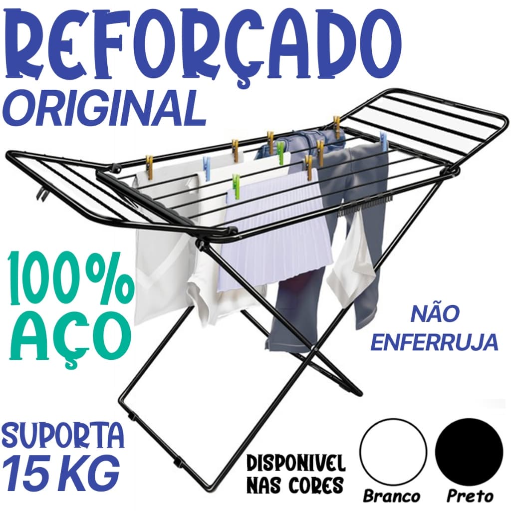 Varal de Chão com Abas Reforçado Aço Dobrável Miami Cortelux