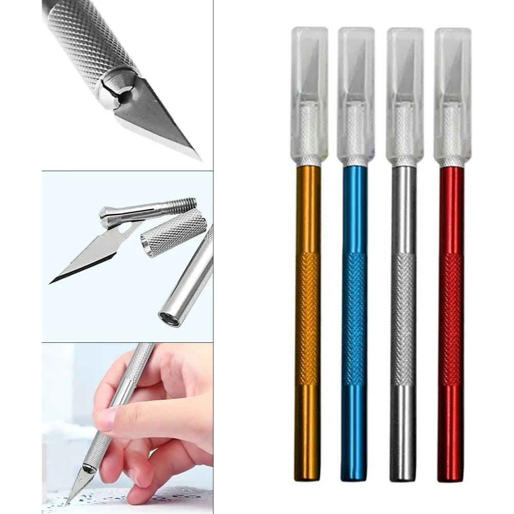 Estilete De Precisão Bisturi Corte C/ 5 Laminas Profissional