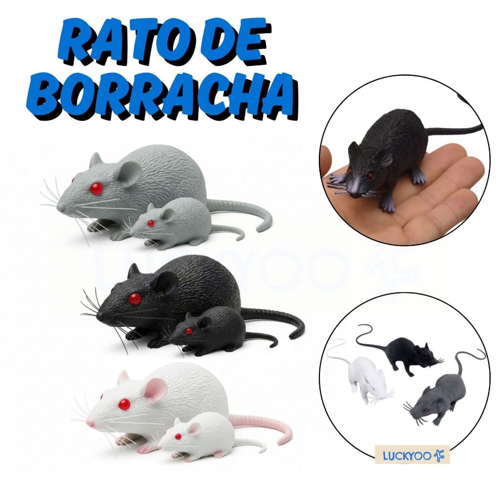 Rato de Borracha Realista Brinquedo Pegadinha Susto Enfeite Decoração Festa Halloween Animal Falso