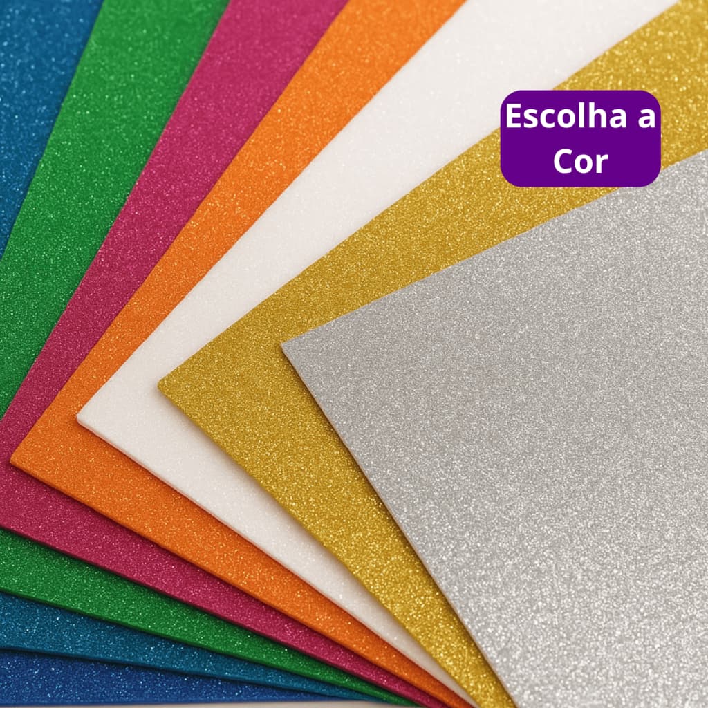 Placas De Eva Com Glitter 40x48 - 10 folhas - escolha 1 cor
