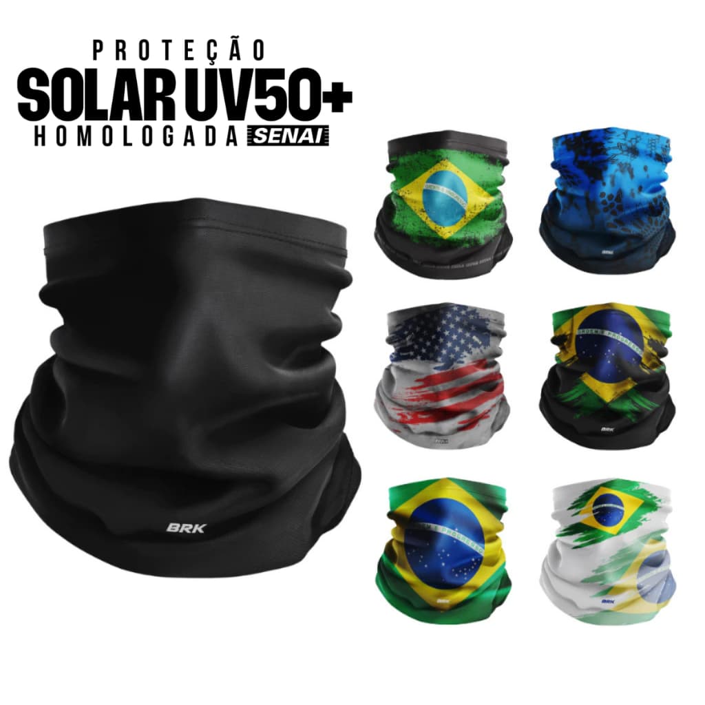 Bandana Tubeneck Tubular Mascara Touca Balaclava Trabalho Brk Brasil Proteção Uv50+