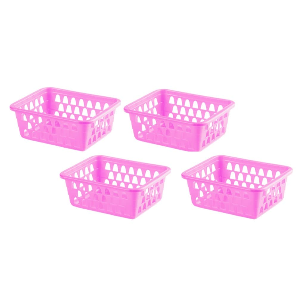 Kit 4 Cesto Organizador Multiuso Lavanderia Retangular Empilhavel  16x12x6