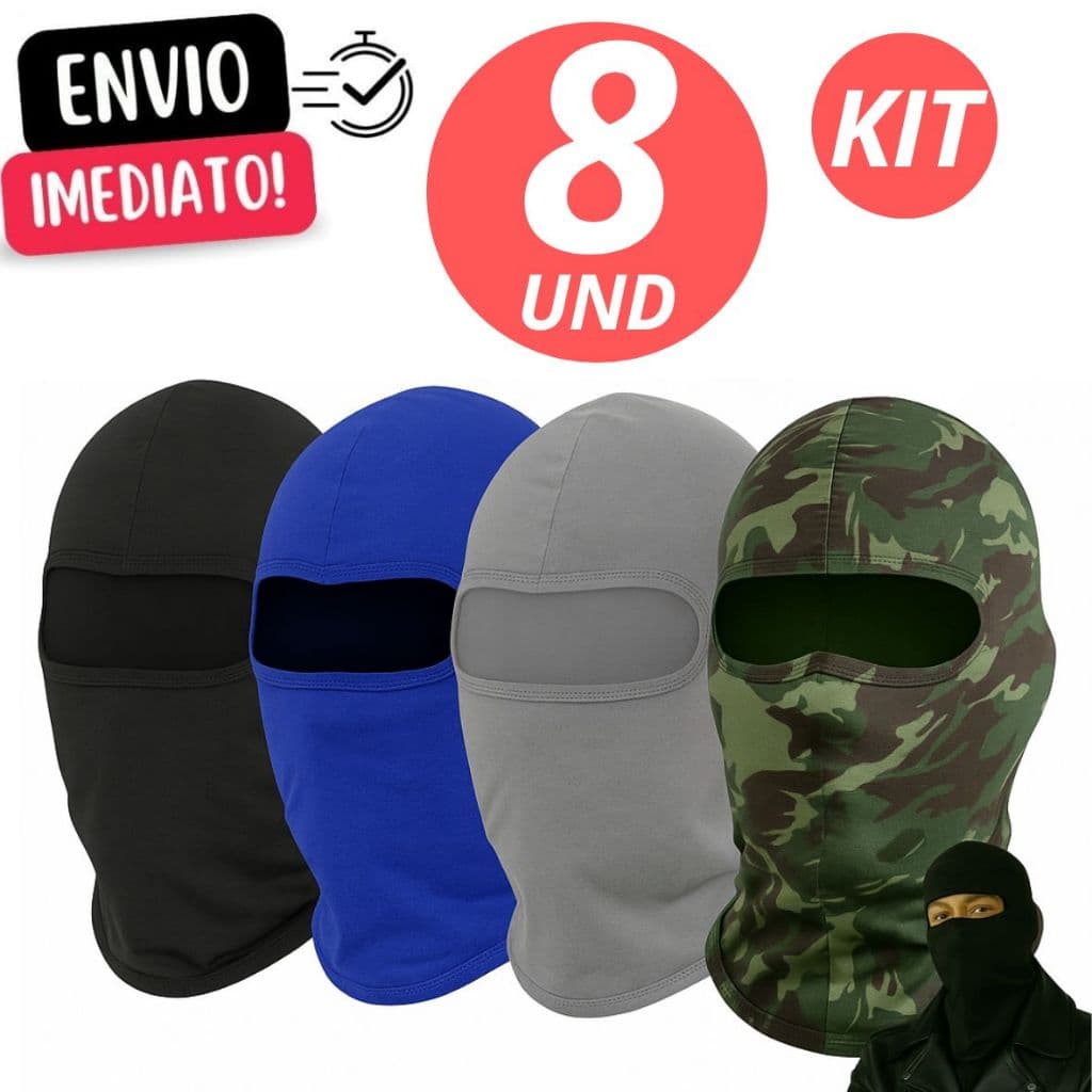 Kit De 8 Touca Ninja Balaclava Motoqueiros Militar Tatica Frio Máscara Moto proteção solar raios UV 50+