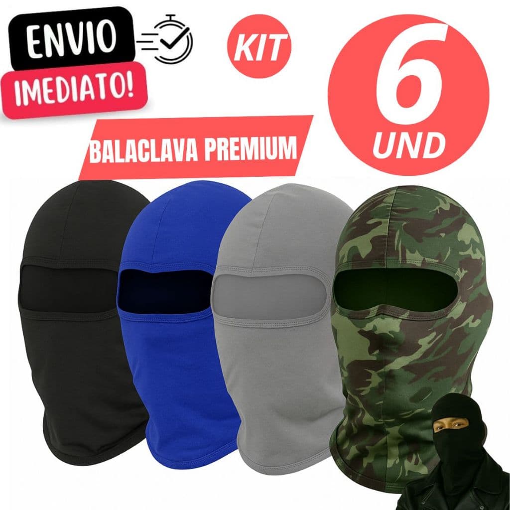 Kit 6 Touca Ninja Balaclava Motoqueiros Militar Tatica Frio Máscara Moto proteção solar raios UV 50+ térmica Premium