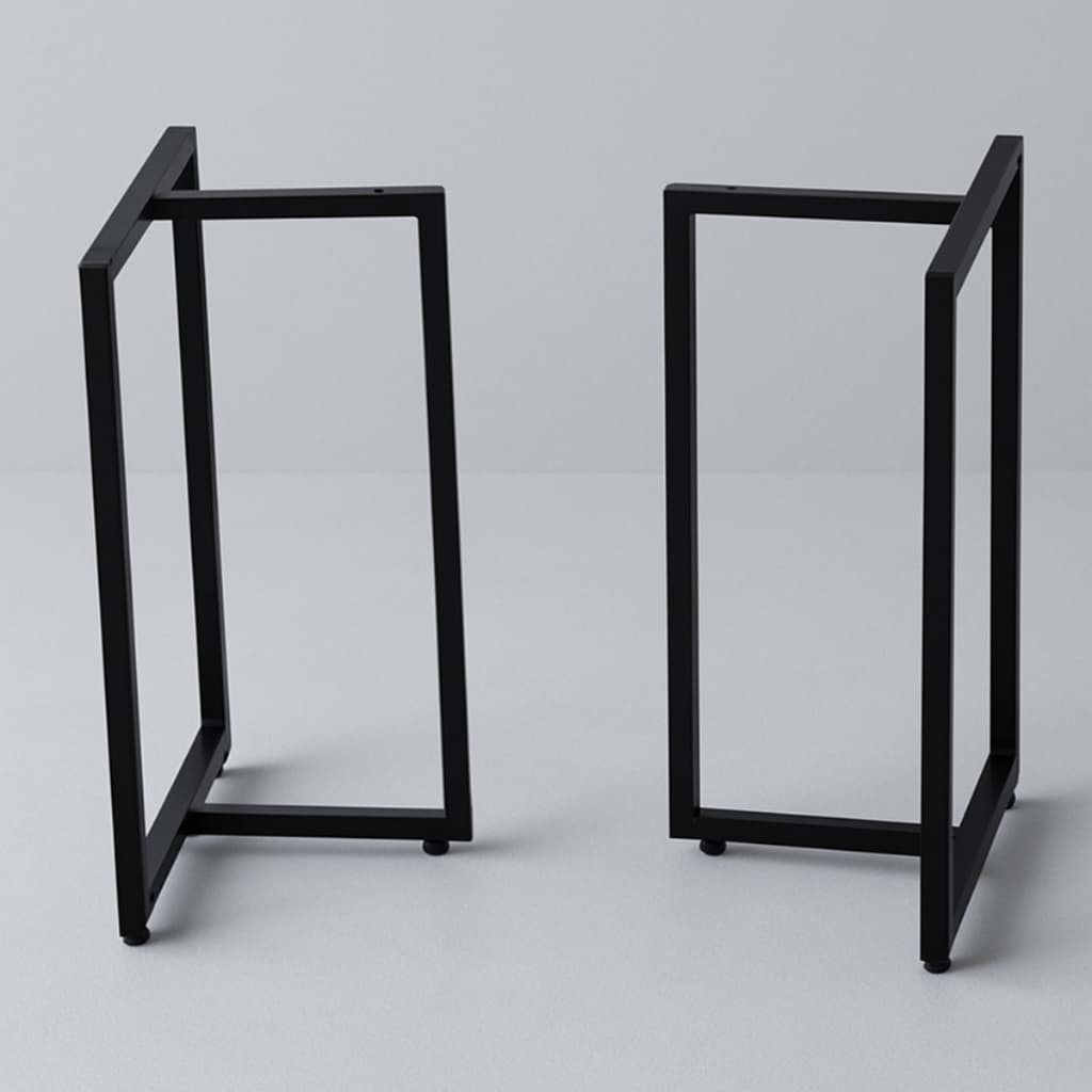 2 Base Modelo T 75x58 Em Aço Preto Pé Para Móveis Mesa Gamer e Estação de Trabalho e Jantar
