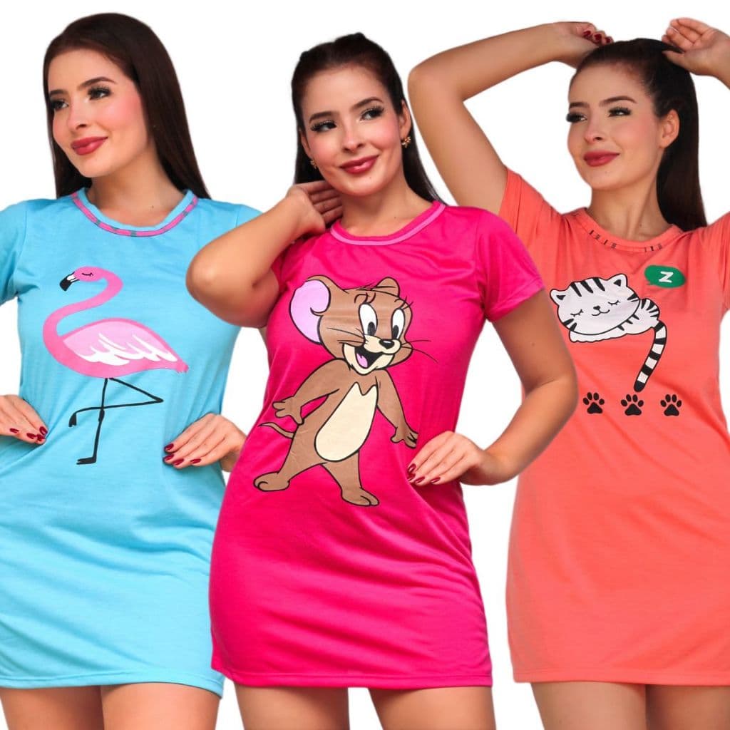 Camisola Feminina Personagem / Camisola Manga Curta