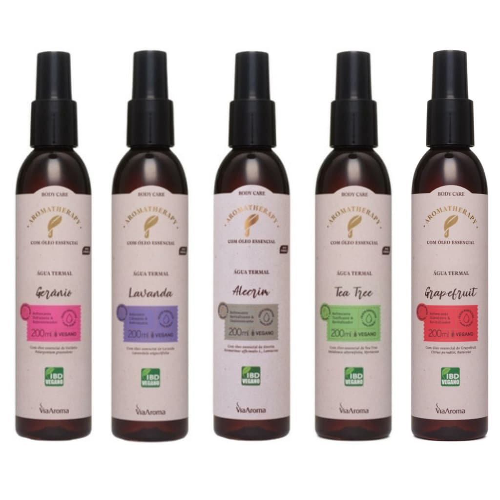 Água Termal Hidrolato Via Aroma 200ml Alecrim, Gerânio, Lavanda e Melaleuca