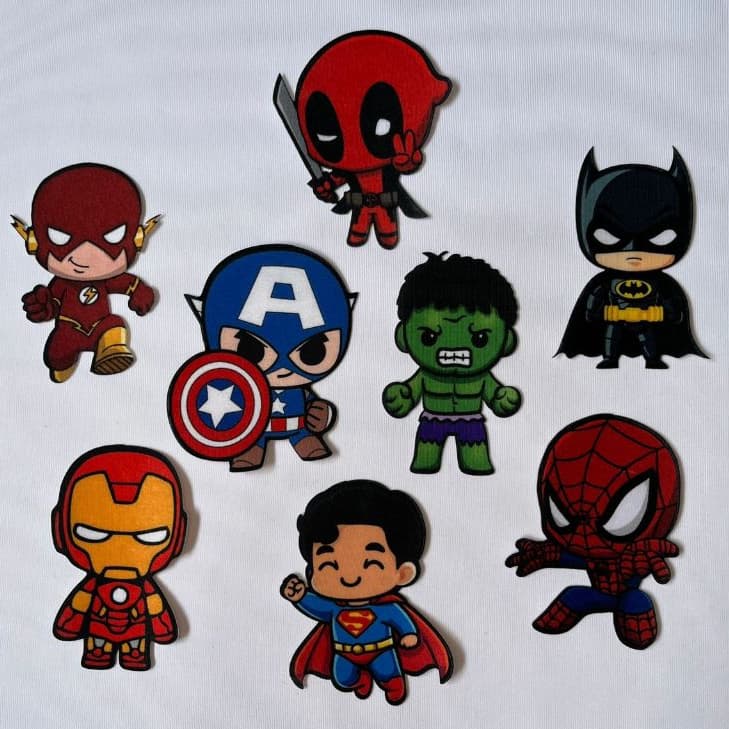 Heróis - Aplique Termocolante Para Tecido - Kit com 08 unidades