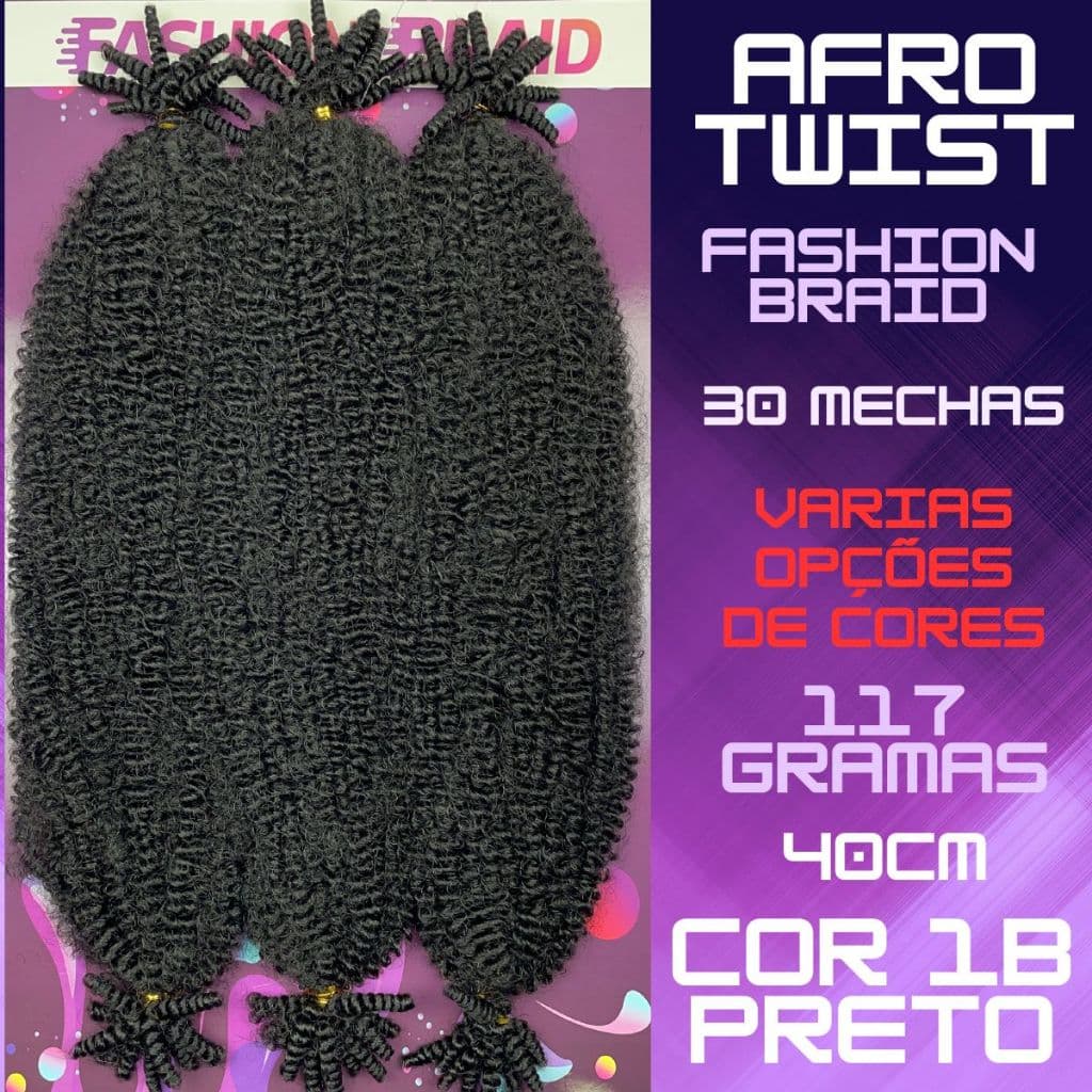 AFRO TWIST - 40cm - FASHION BRAID - Cabelo Afro - CROCHET BRAIDS - Orgânico.