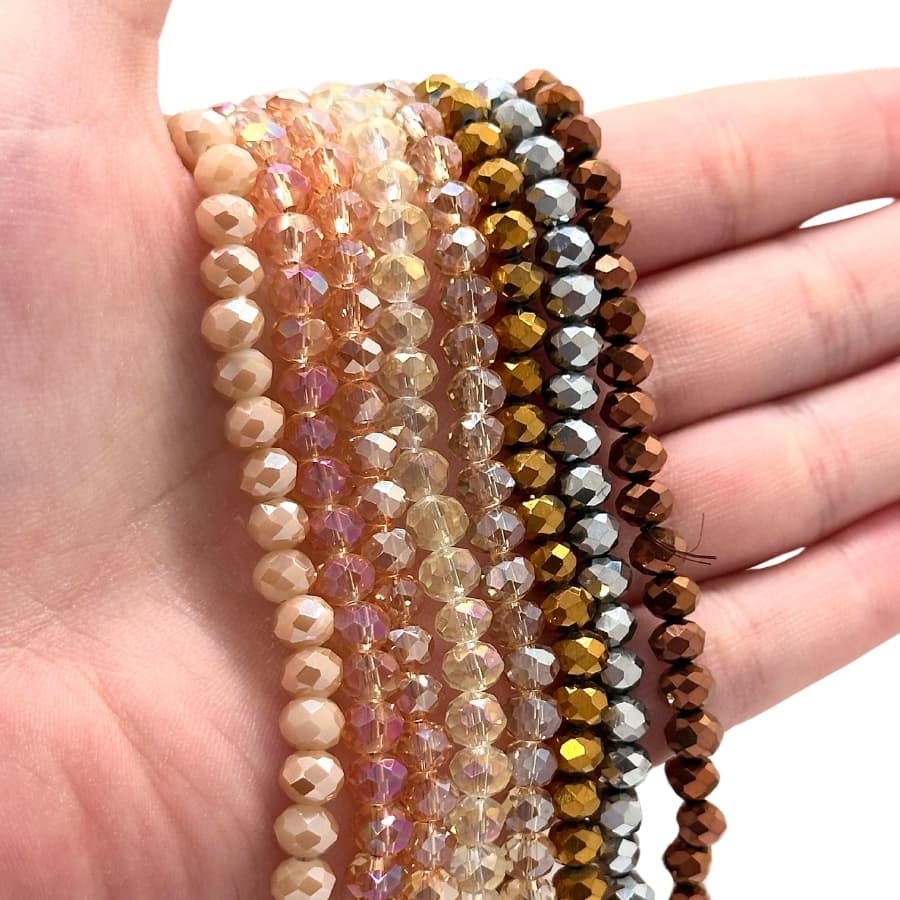 Kit 10 Fios de Cristal 6mm • Aprox. 85 Contas Por Fio • Para Bijuterias e Artesanato