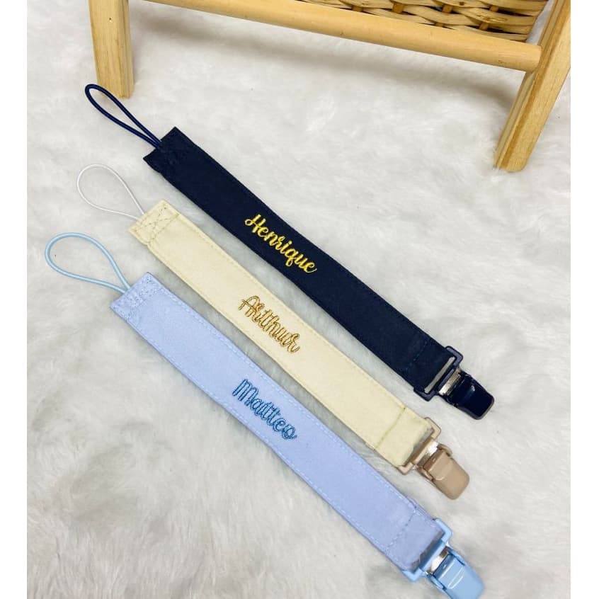 Prendedor de chupeta personalizado com nome minimalista (1UNIDADE)