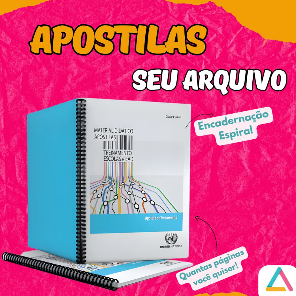 APOSTILAS - Impressão de 100 Até 500 páginas com 1 Encadernação ÚNICA
