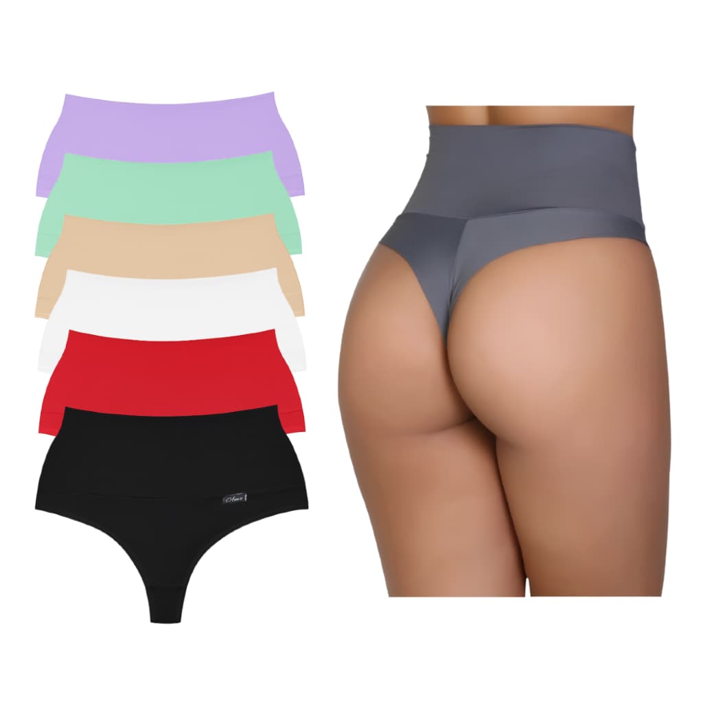 Kit Calcinhas Cós Alto Cintura Alta Modeladora Fio Duplo Conforto Não Marca