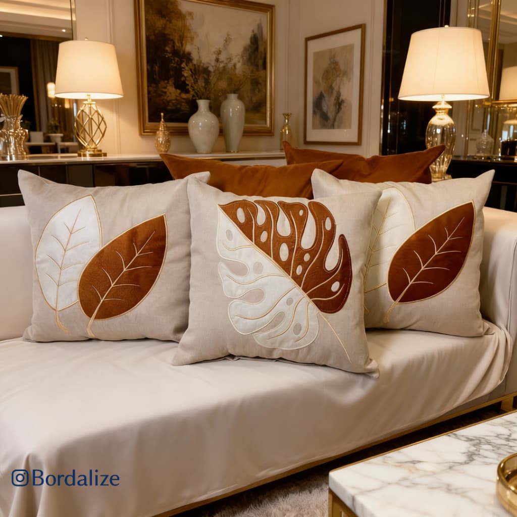 Kit de Capa de Almofada Linho Bordada Aplicada Decorativa - Escolha Sua Combinação