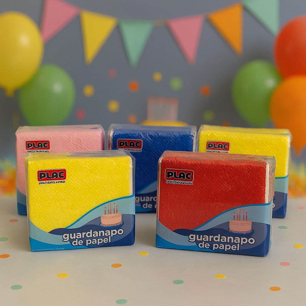 250 Guardanapos Coloridos Decorativos 5 PACOTES 50 un PLAC Qualidade Guardanapo Festa e Aniversário