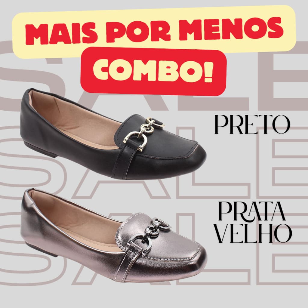 Combo Mocassim Sapatilha confortável Enfeite bridão Estilo leveza elegância  dia a dia Ella´s Shoes