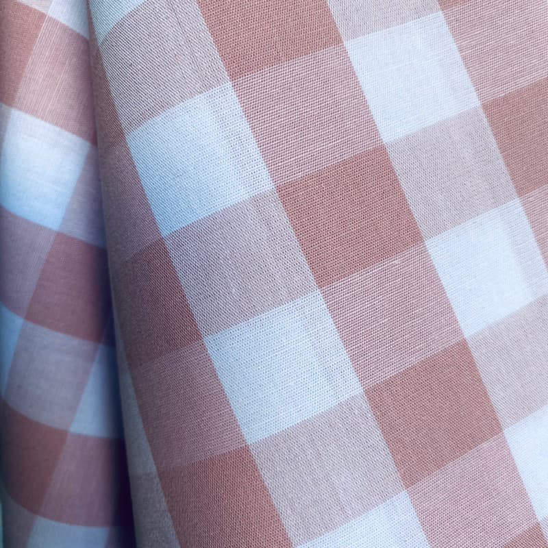 Tecido Tricoline Xadrez Gde 30xm Fio Tinto Vichy ROSÊ 100% Algodão