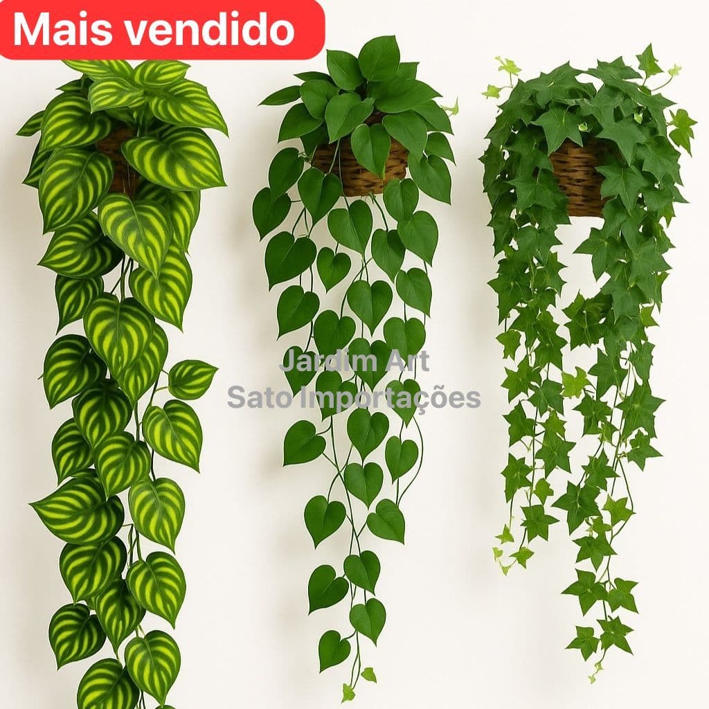 Mais Vendido: 1 Vaso Trançado para Plantas + 1 Cordão Hera Gigante (ou Jiboia) - Decoração Completa 1C1V